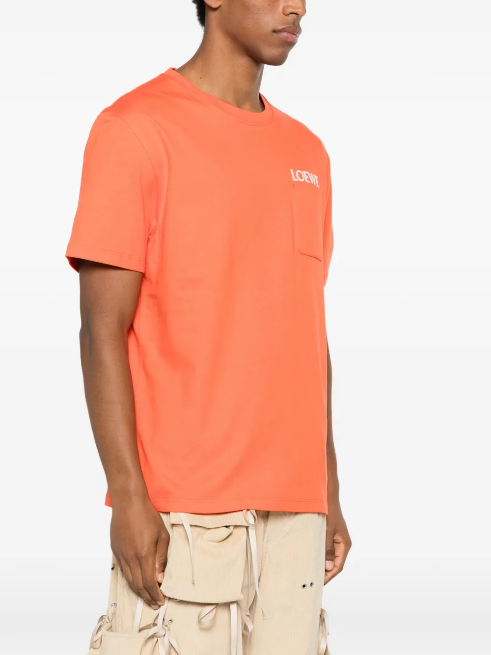 Loewe Logo-embroidered Cotton-jersey T-shirt In Orange