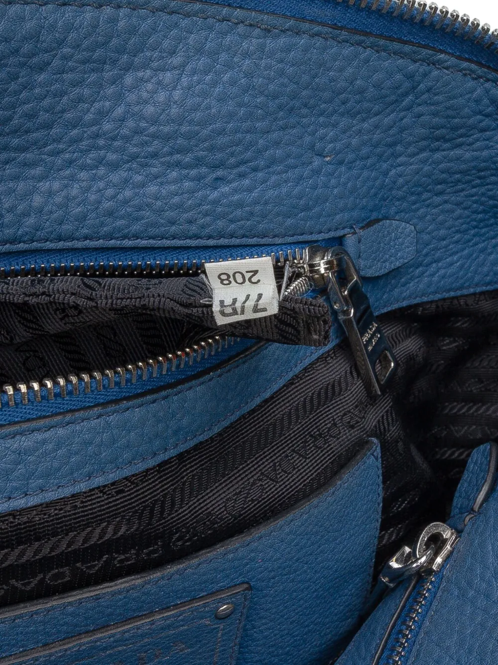 Pre-owned Prada 2010-2025 Vitello Daino Double Handle Satchel In Blue