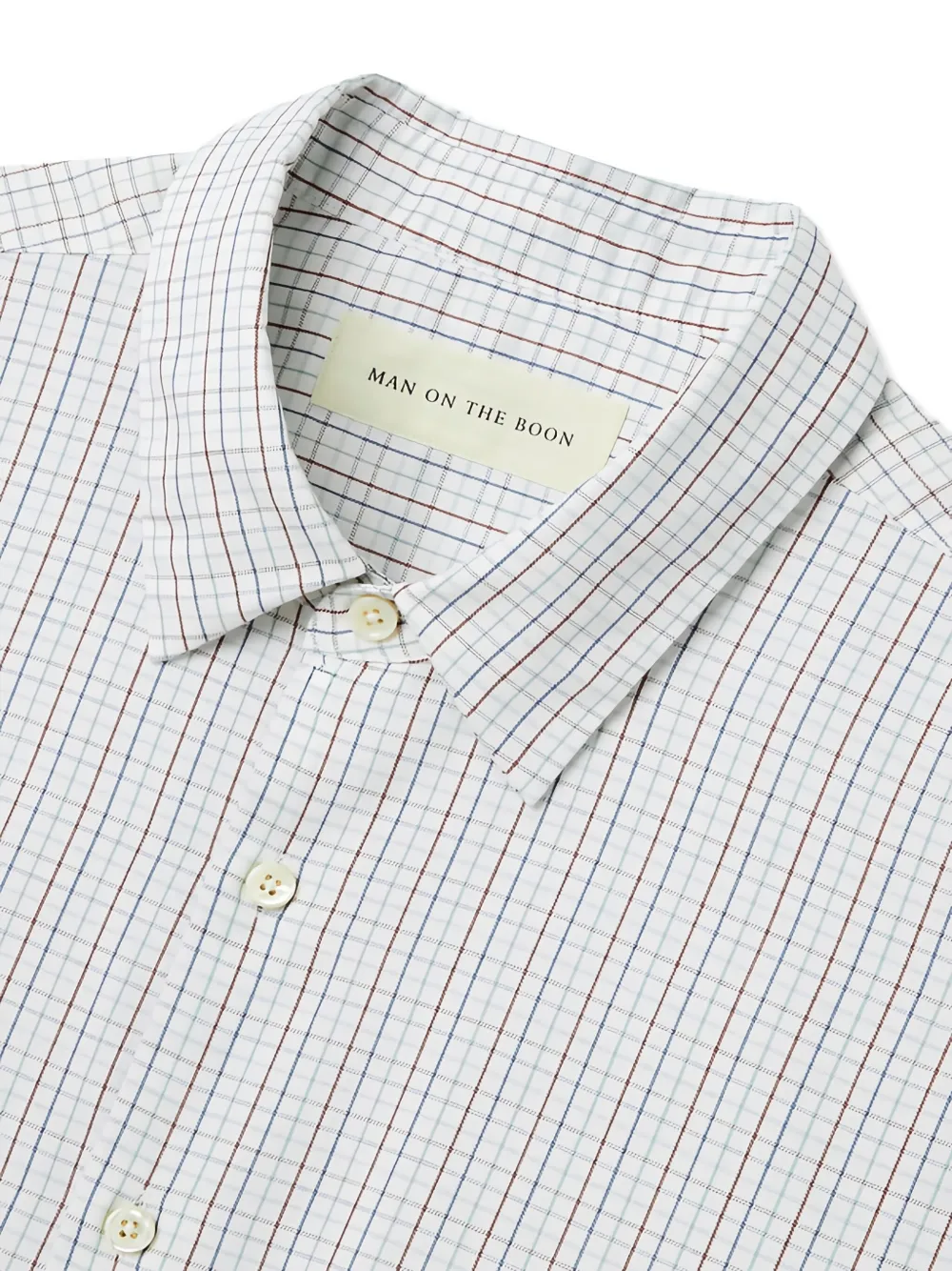 Man On The Boon. Check Pattern Shirt In White