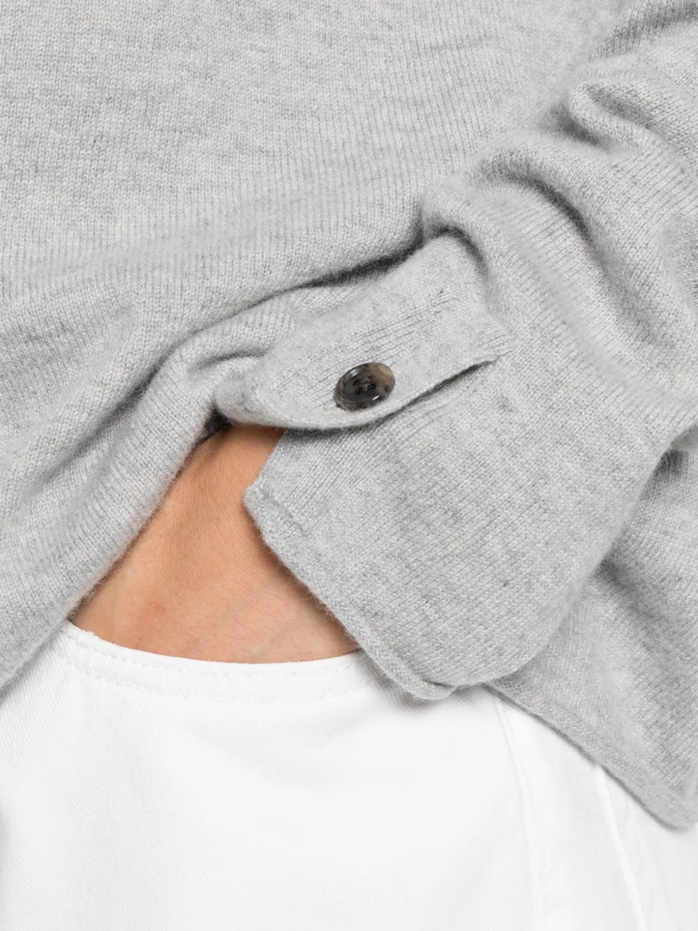 Lisa Yang Button Roll-neck Sweater In Gray