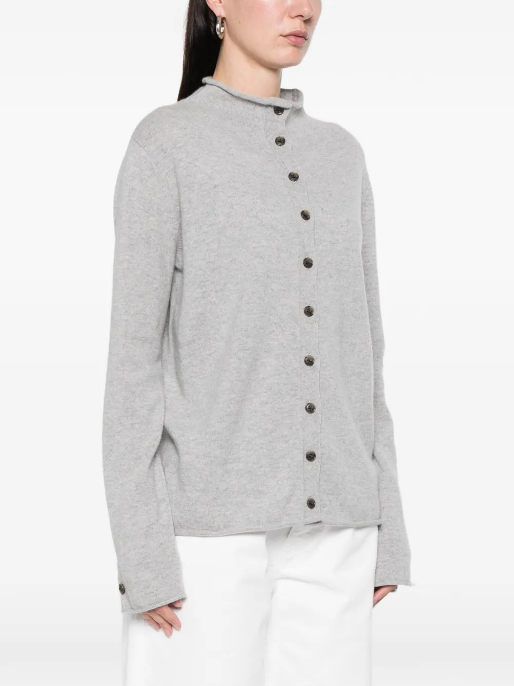 Lisa Yang Button Roll-neck Sweater In Gray