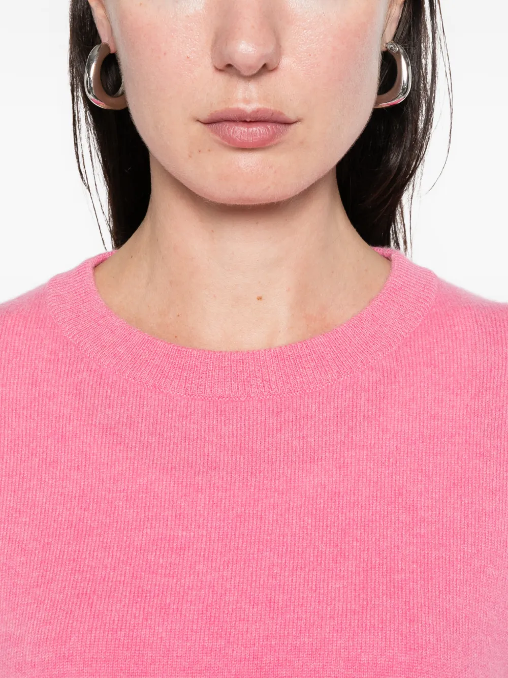 Lisa Yang Raw-hem Short-sleeve Sweater In Pink