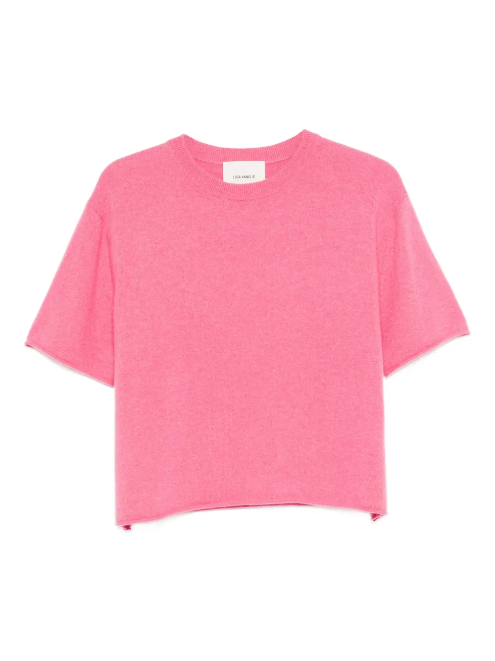 Lisa Yang Raw-hem Short-sleeve Sweater In Pink