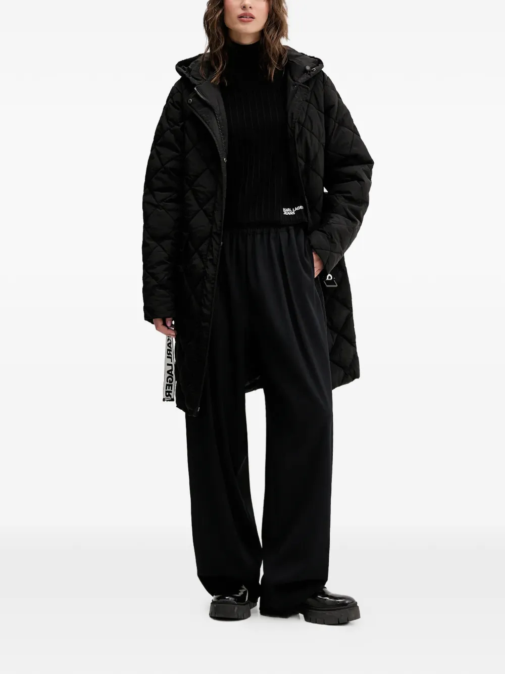 Karl Lagerfeld Jeans hooded quilted coat - Zwart