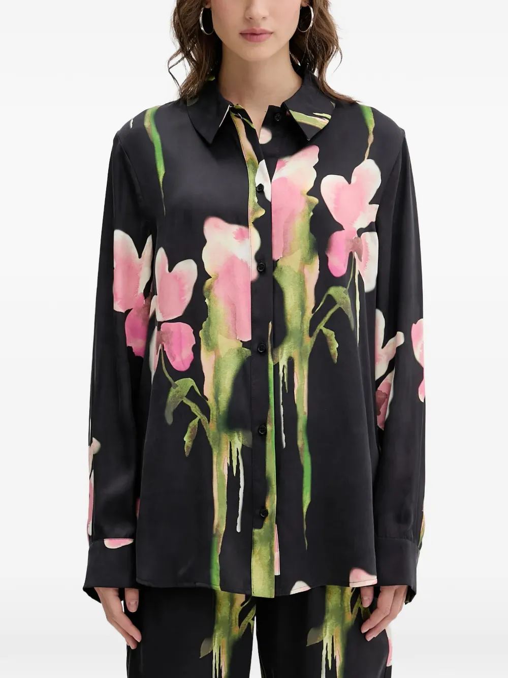 Stine Goya floral-print button-up shirt - Schwarz