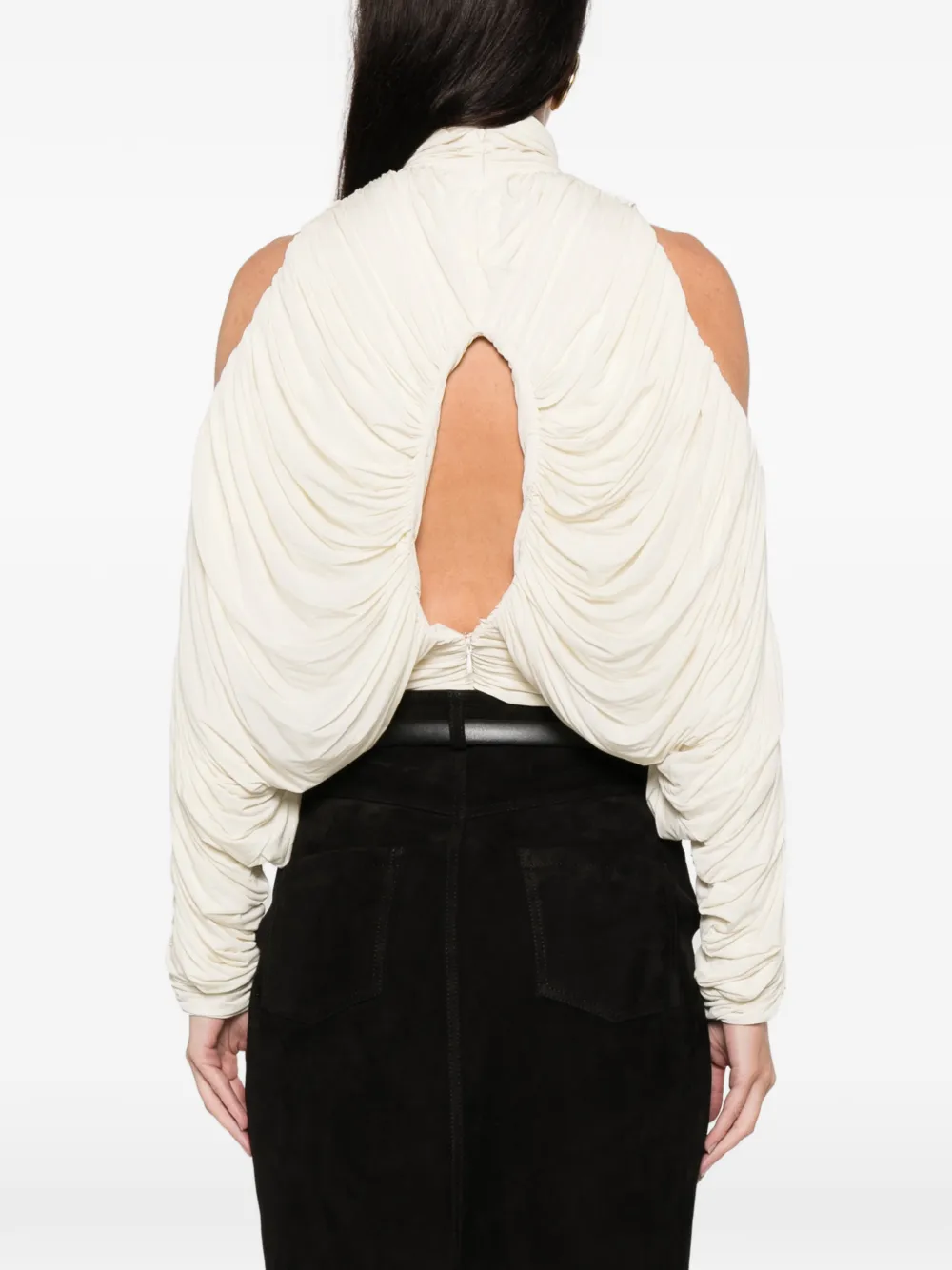 Francesco Murano Ruched Keyhole Top In Neutral