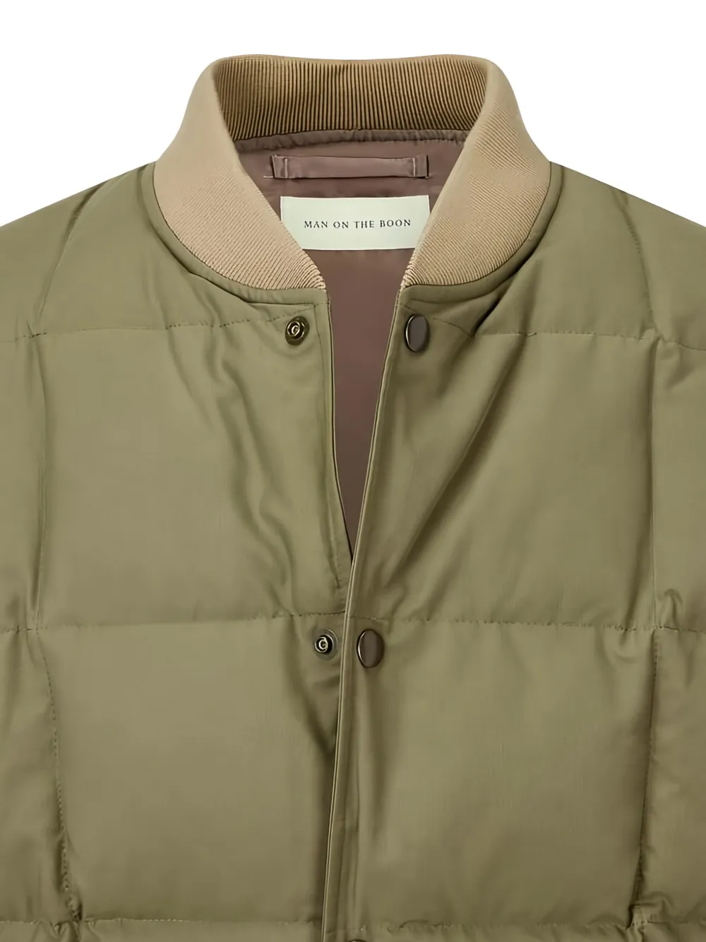 Man On The Boon. Quilted Duck Down Padded Bomber Jacket In Green