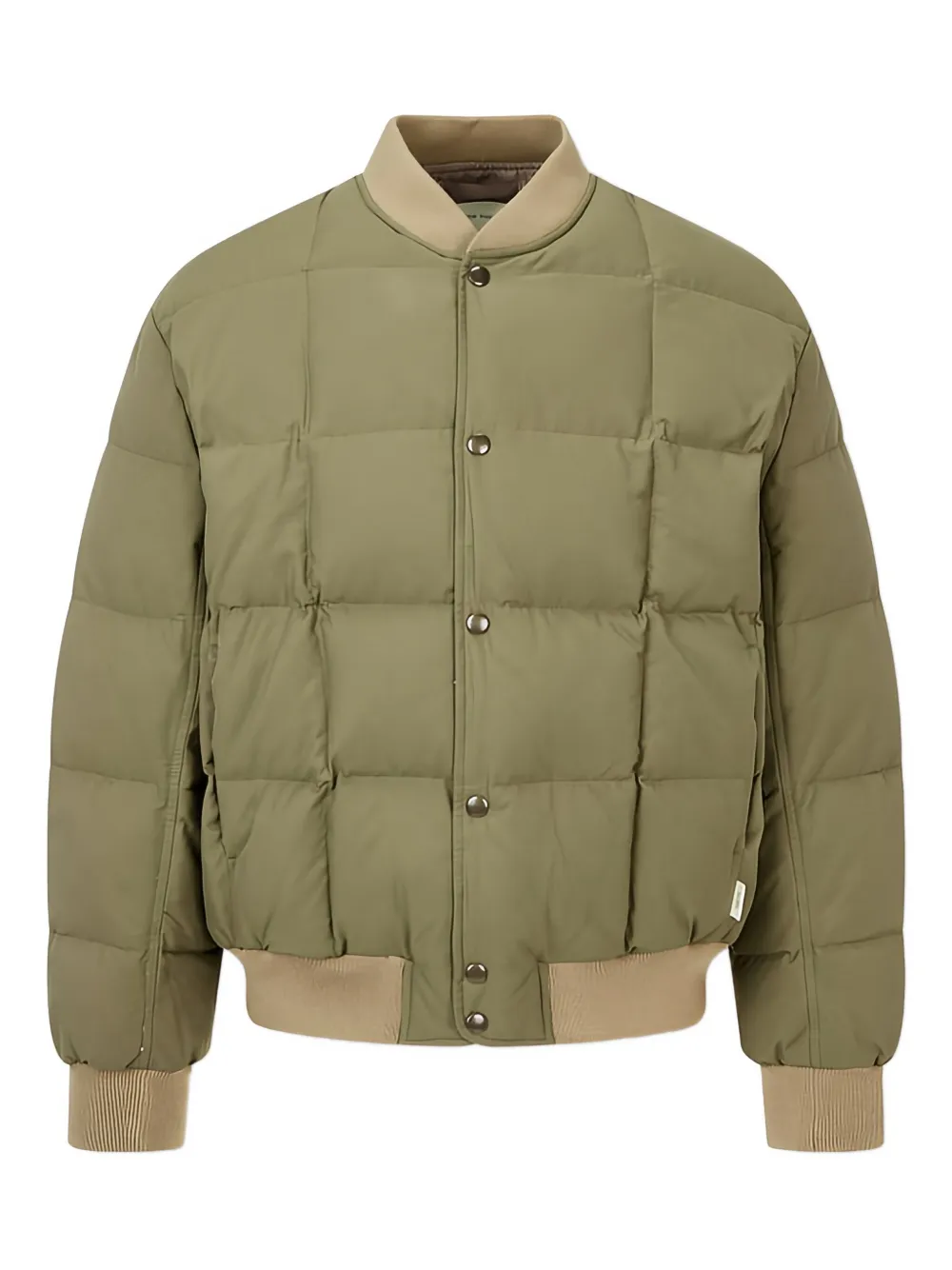 Man On The Boon. Quilted Duck Down Padded Bomber Jacket In Green