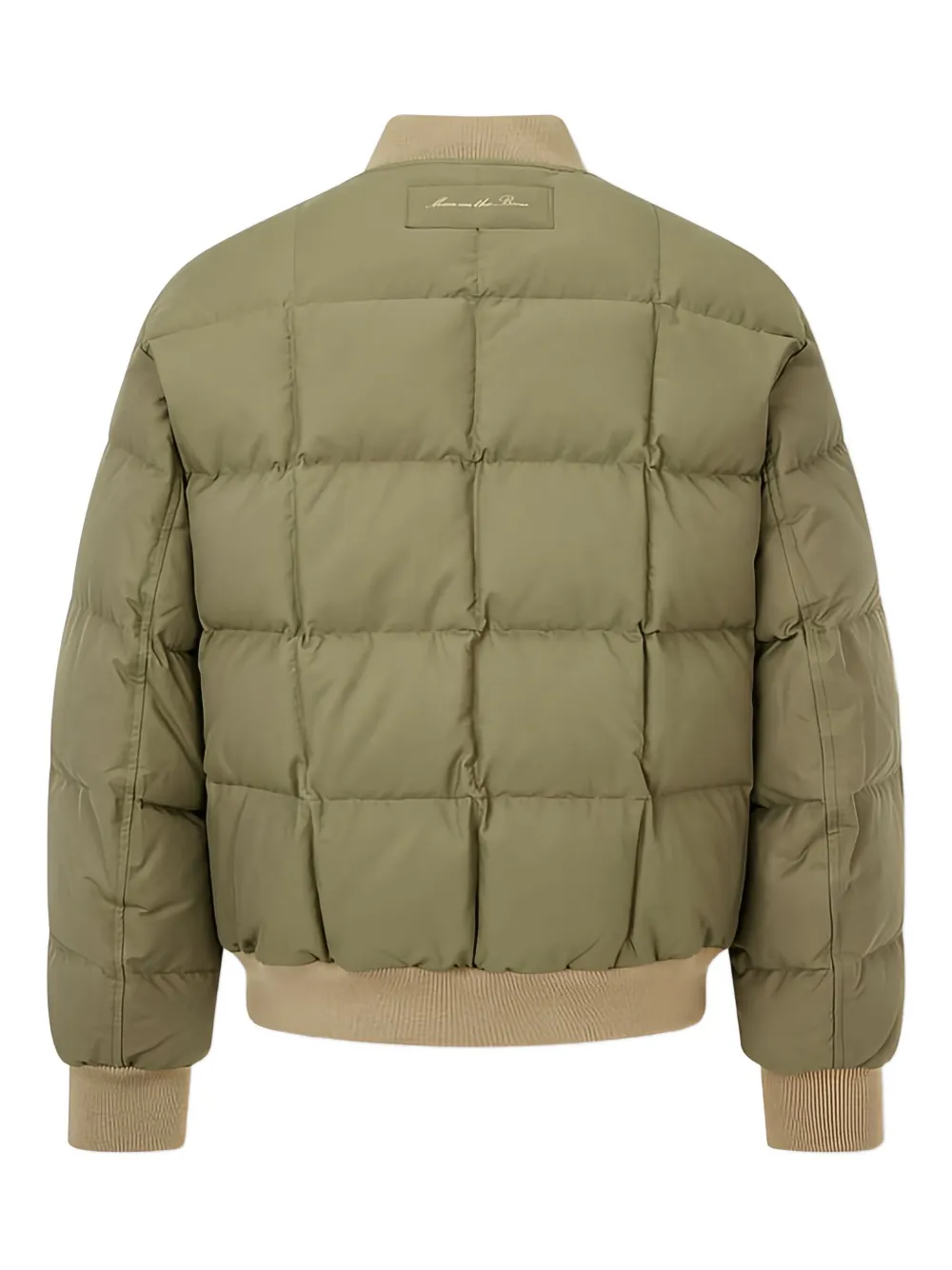 Man On The Boon. Quilted Duck Down Padded Bomber Jacket In Green