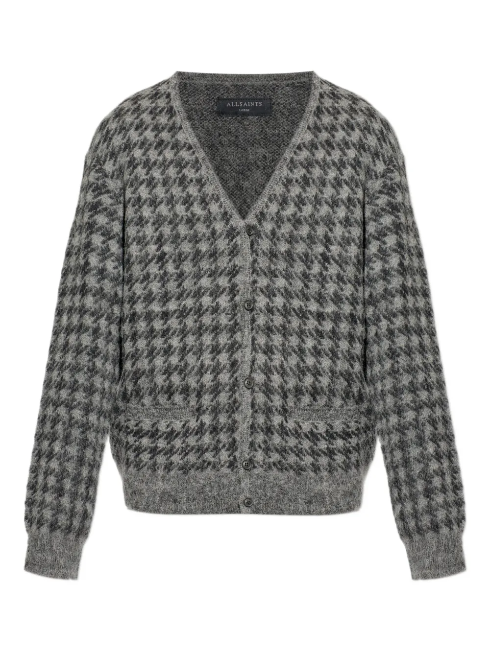AllSaints Zain houndstooth-pattern cardigan | Grey | Image 1