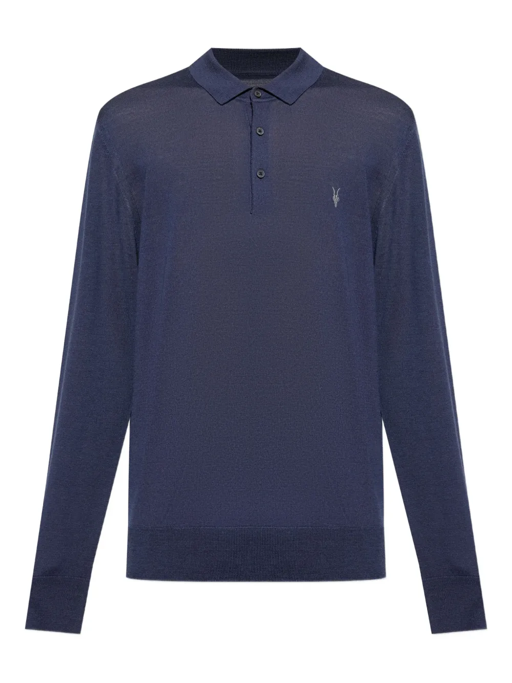 AllSaints Polo a maniche lunghe Mode in lana merino - Blu