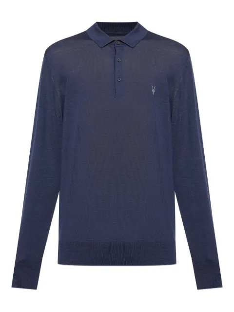 AllSaints buttoned logo-embroidery sweater