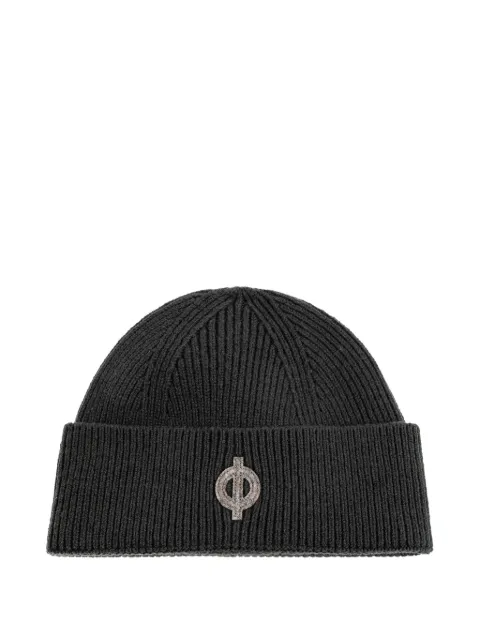 SAMSOE SAMSOE logo-patch ribbed beanie hat
