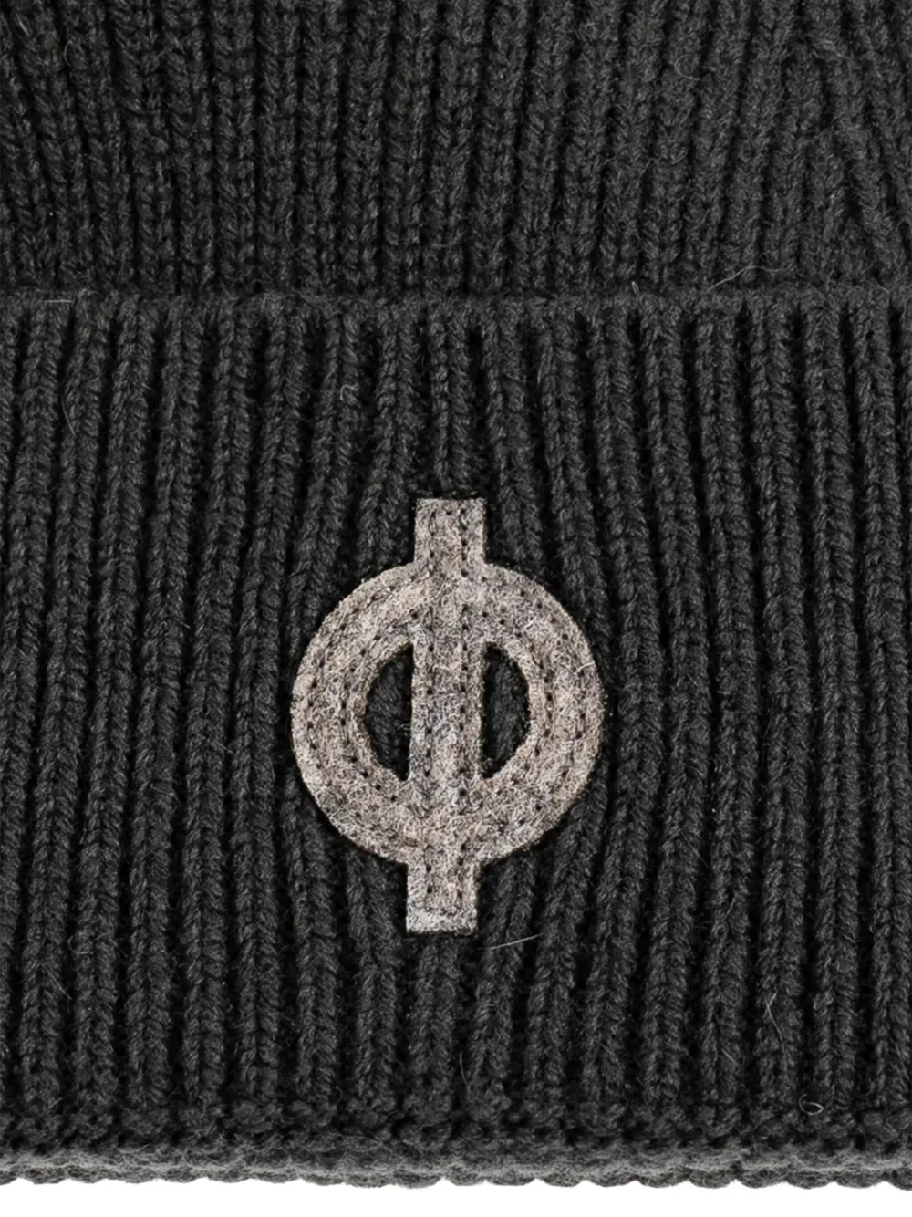 Samsoe & Samsoe Logo-patch Ribbed Beanie Hat In Gray