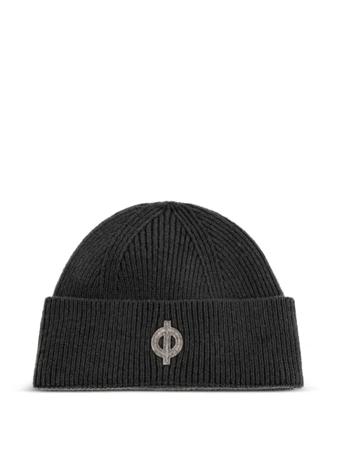SAMSOE SAMSOE logo-patch ribbed beanie hat