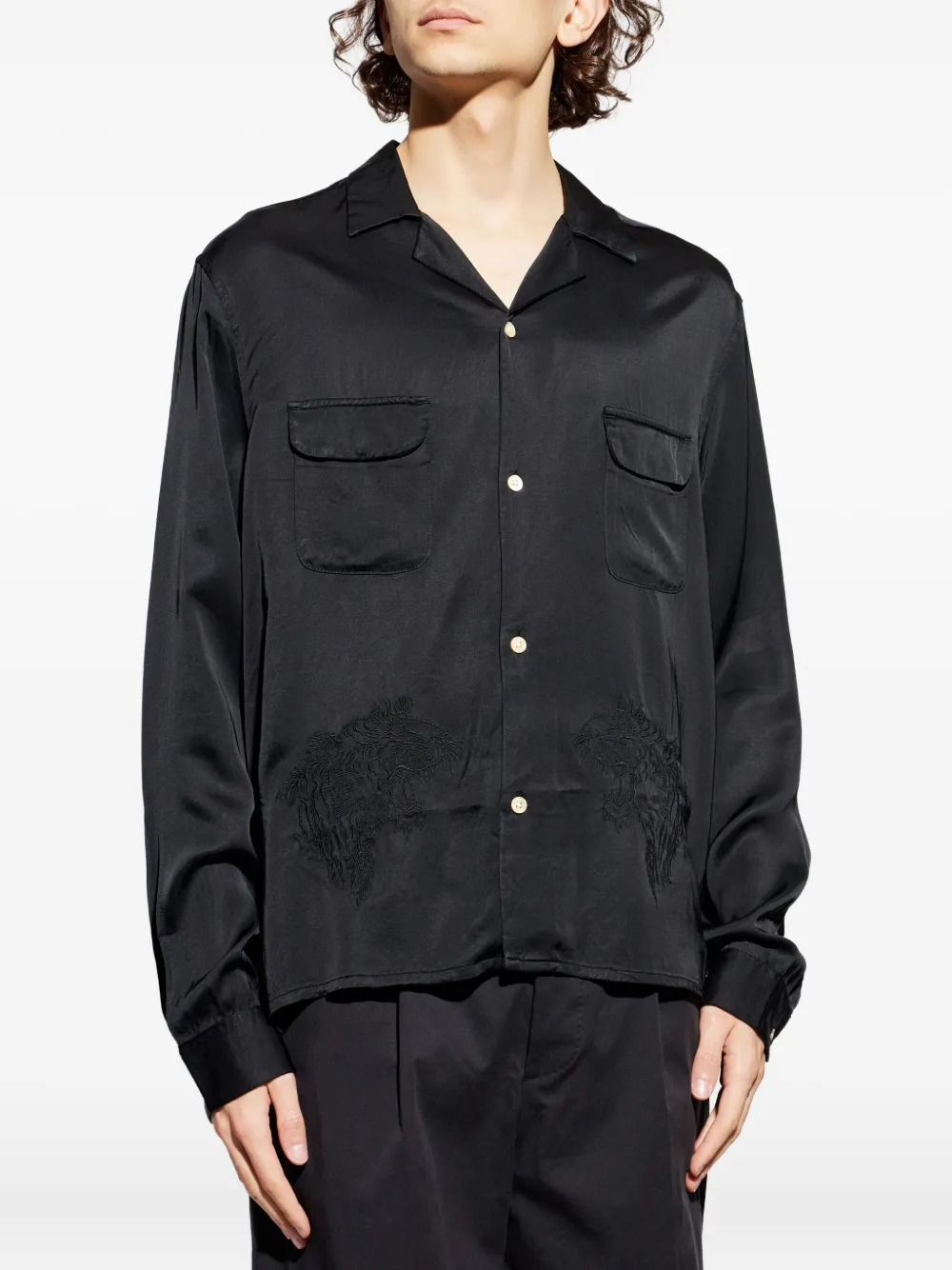 AllSaints Yodo overhemd met geborduurd detail Zwart