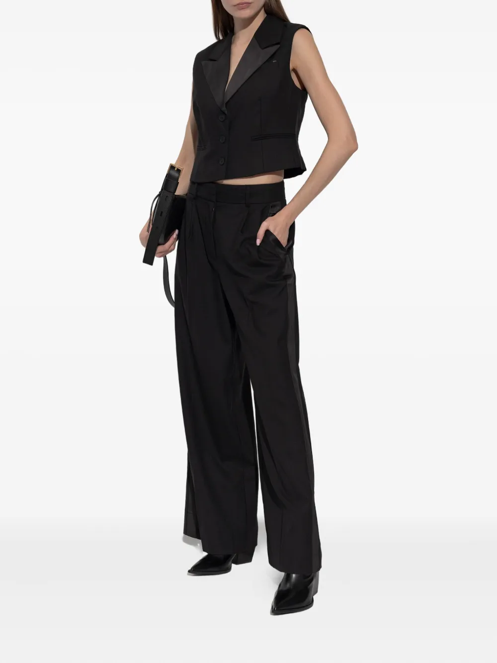 AllSaints Noa geplooide broek - Zwart