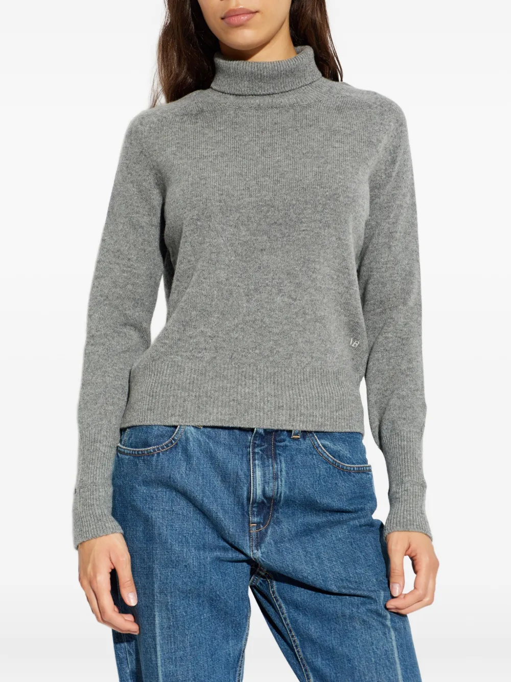 Victoria Beckham Roll-neck Logo-detailed Sweater In Multi