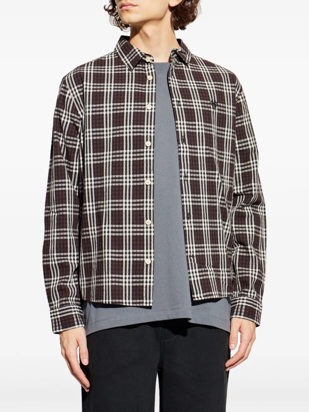 AllSaints Santiago geruit overhemd met lange mouwen Bruin