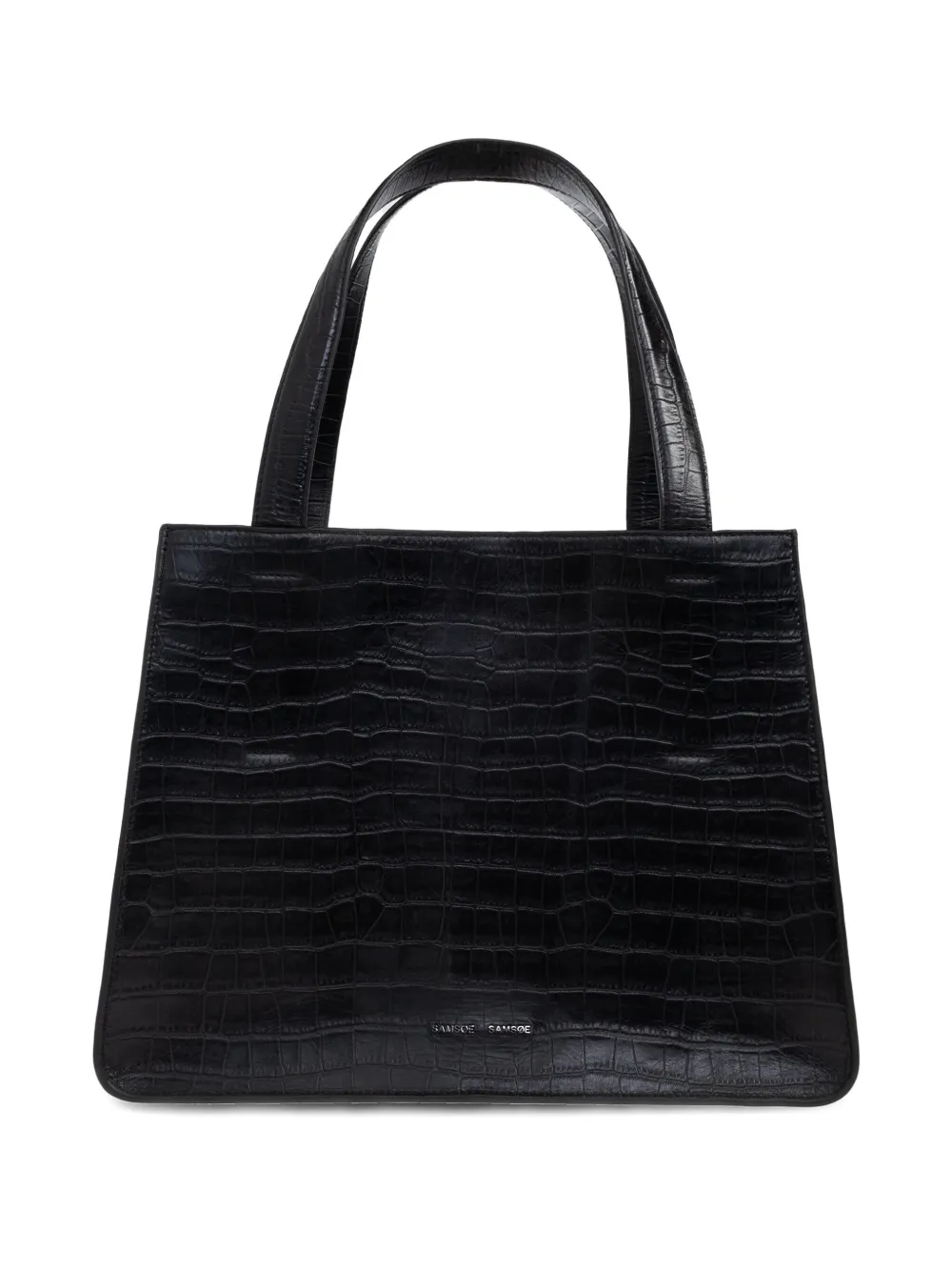 Samsoe & Samsoe Saclaire Top-handle Embossed Tote Bag In Black