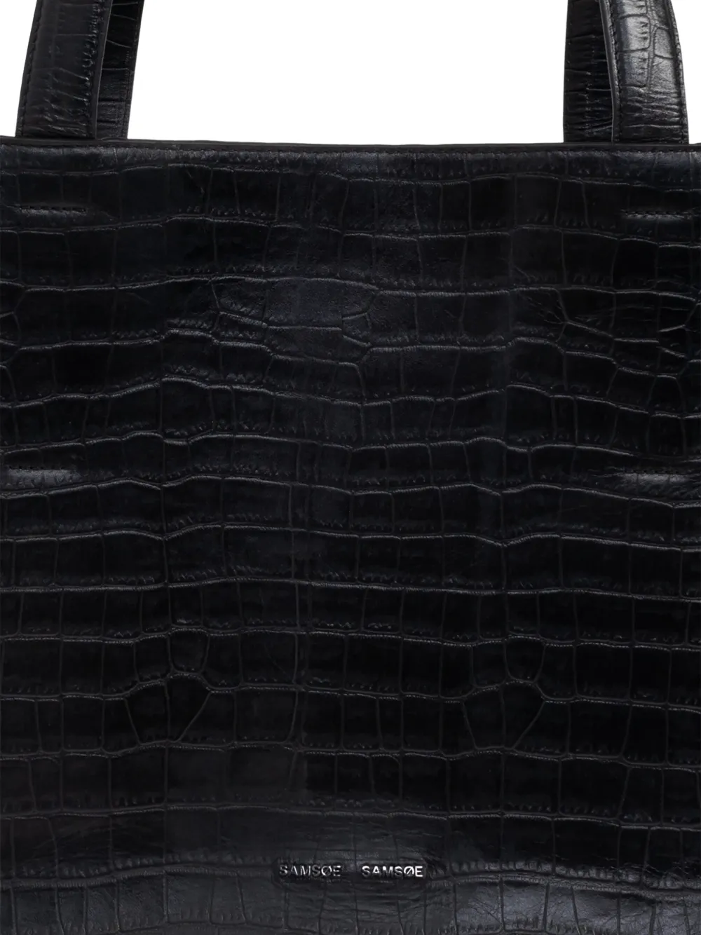 Samsoe & Samsoe Saclaire Top-handle Embossed Tote Bag In Black