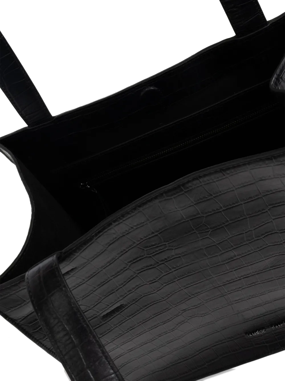 Samsoe & Samsoe Saclaire Top-handle Embossed Tote Bag In Black