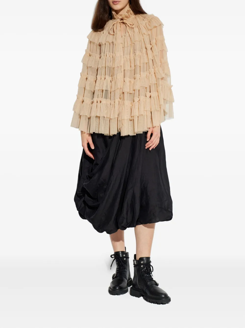  Allsaints Aude Ruffled Tie Top - Neutrals 
