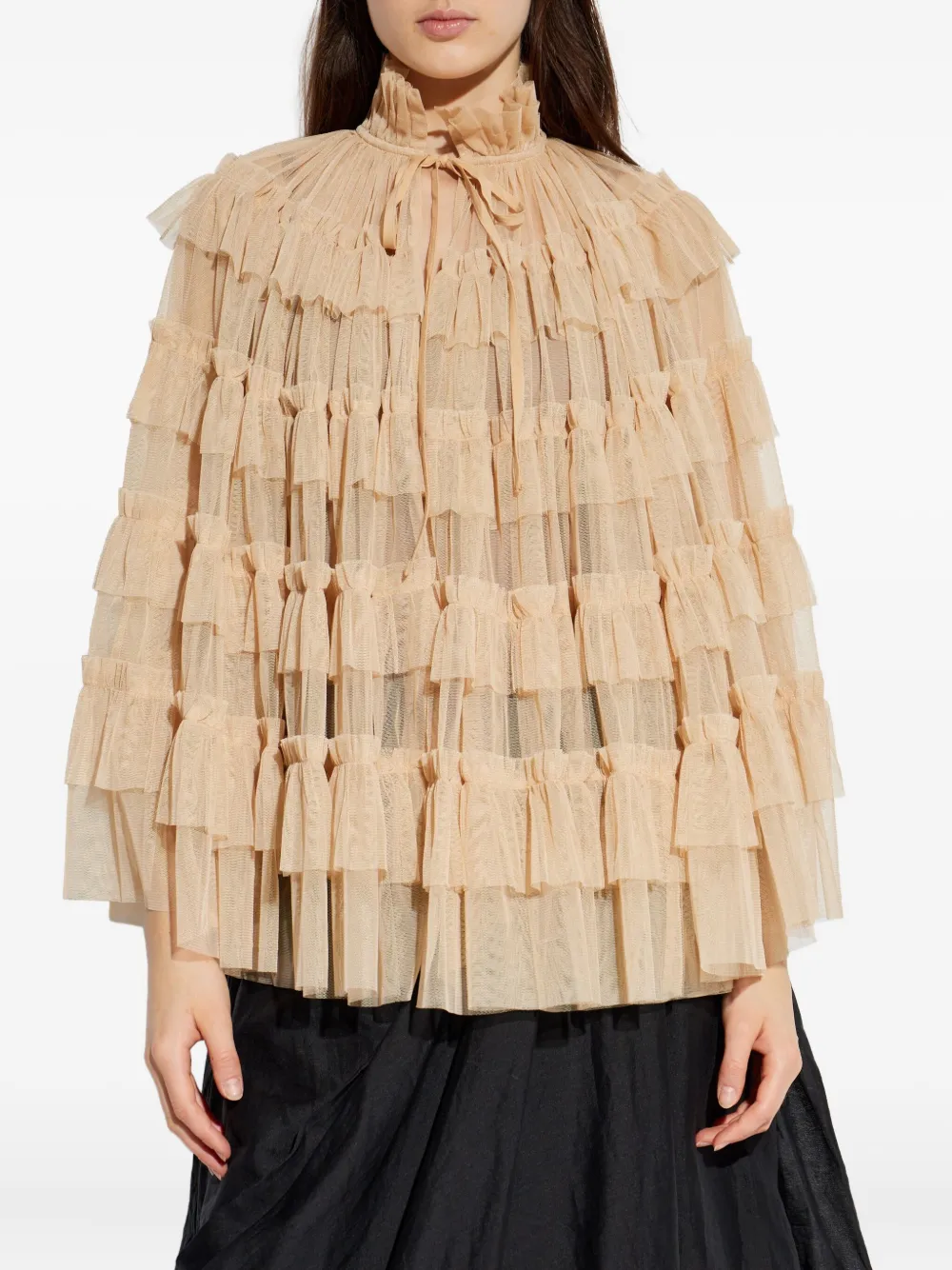  Allsaints Aude Ruffled Tie Top - Neutrals 