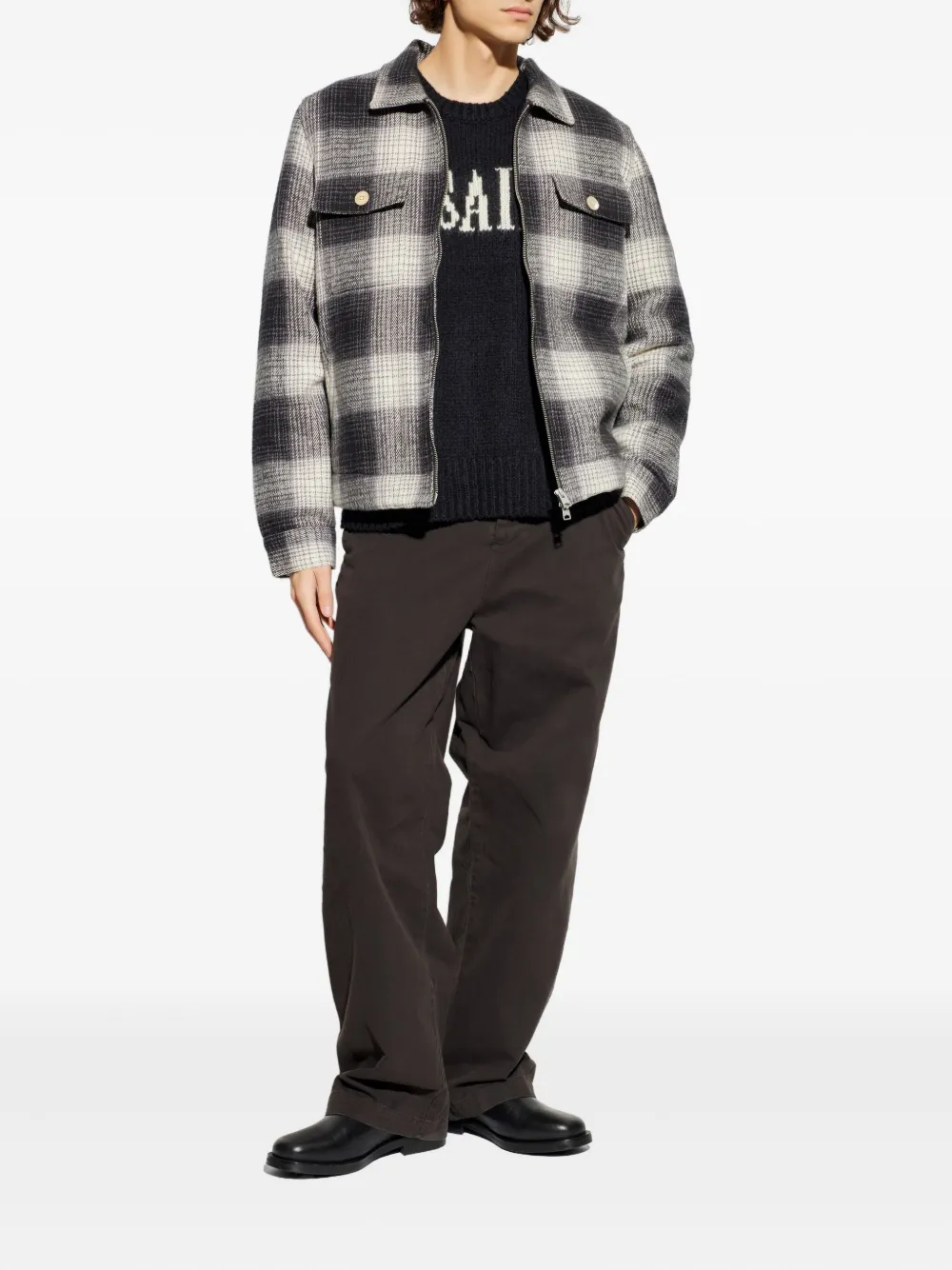 AllSaints Stokes trui met ronde hals en logo - Zwart
