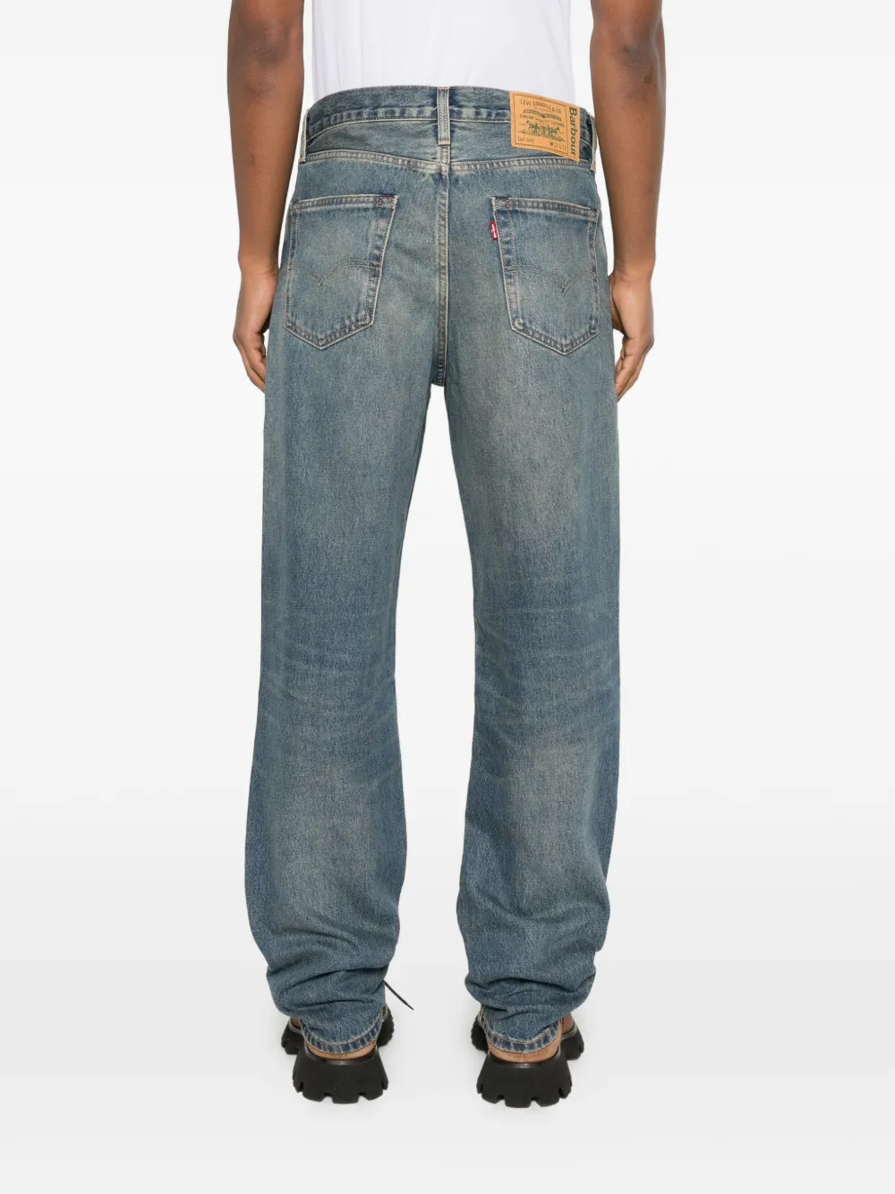 Barbour X Levi's Logo-patch Denim Trousers In Blue