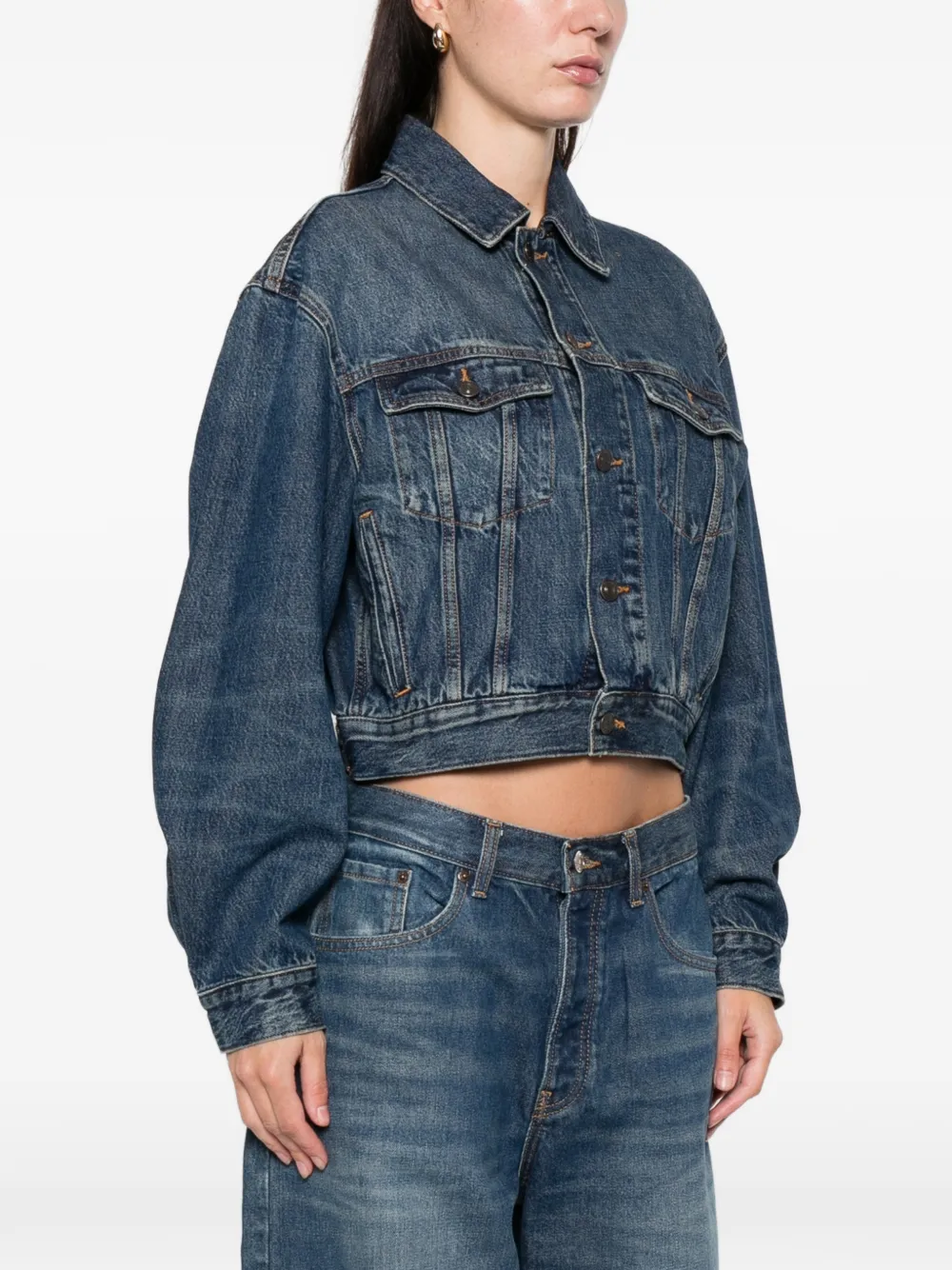 Frame Long-sleeved Denim Jacket In Blue