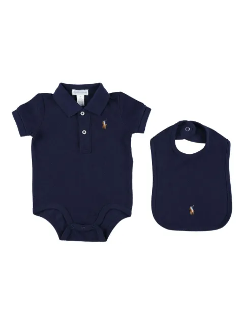 POLO RALPH LAUREN KIDS logo-embroidered babygrow set