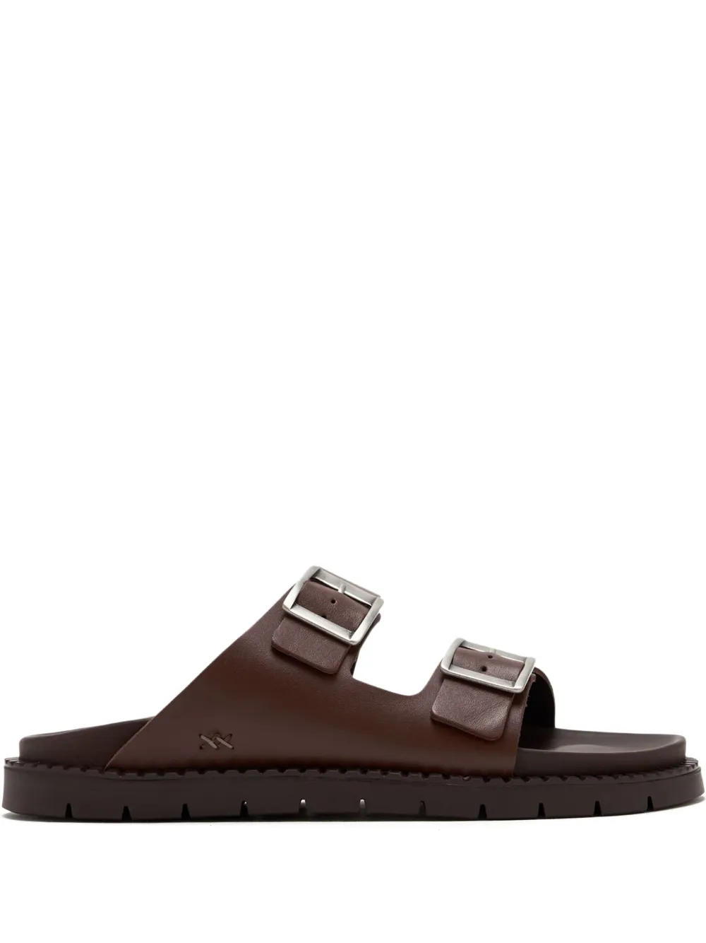 Forsa Curtis buckle leather slides | Brown | Image 1