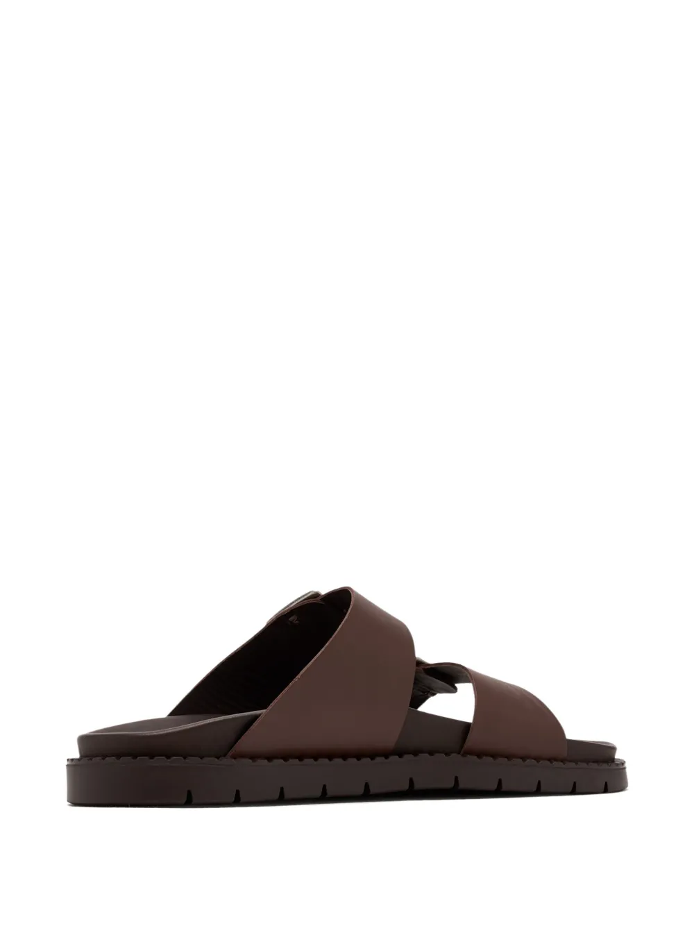 Forsa Curtis Buckle Leather Slides In Multi