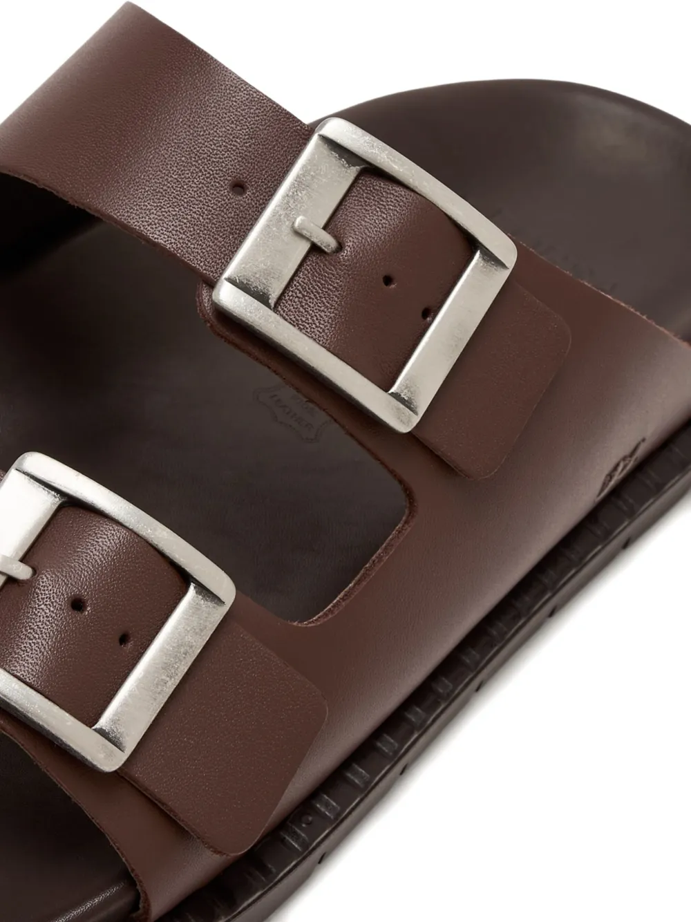 Forsa Curtis Buckle Leather Slides In Multi