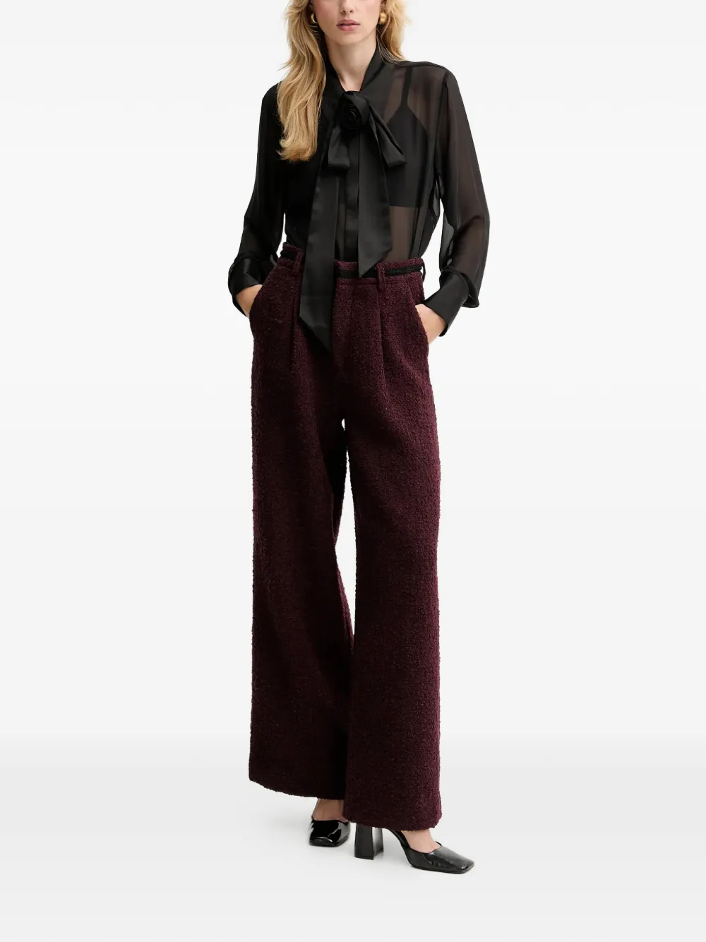 Gestuz GZlynne bow sheer blouse - Zwart