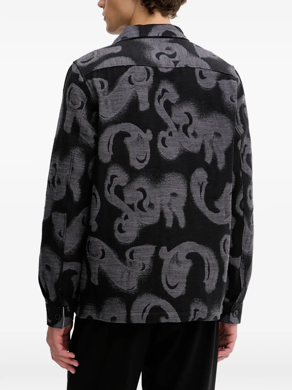  Ps Paul Smith Patterned Chest-pocket Overshirt - Black 