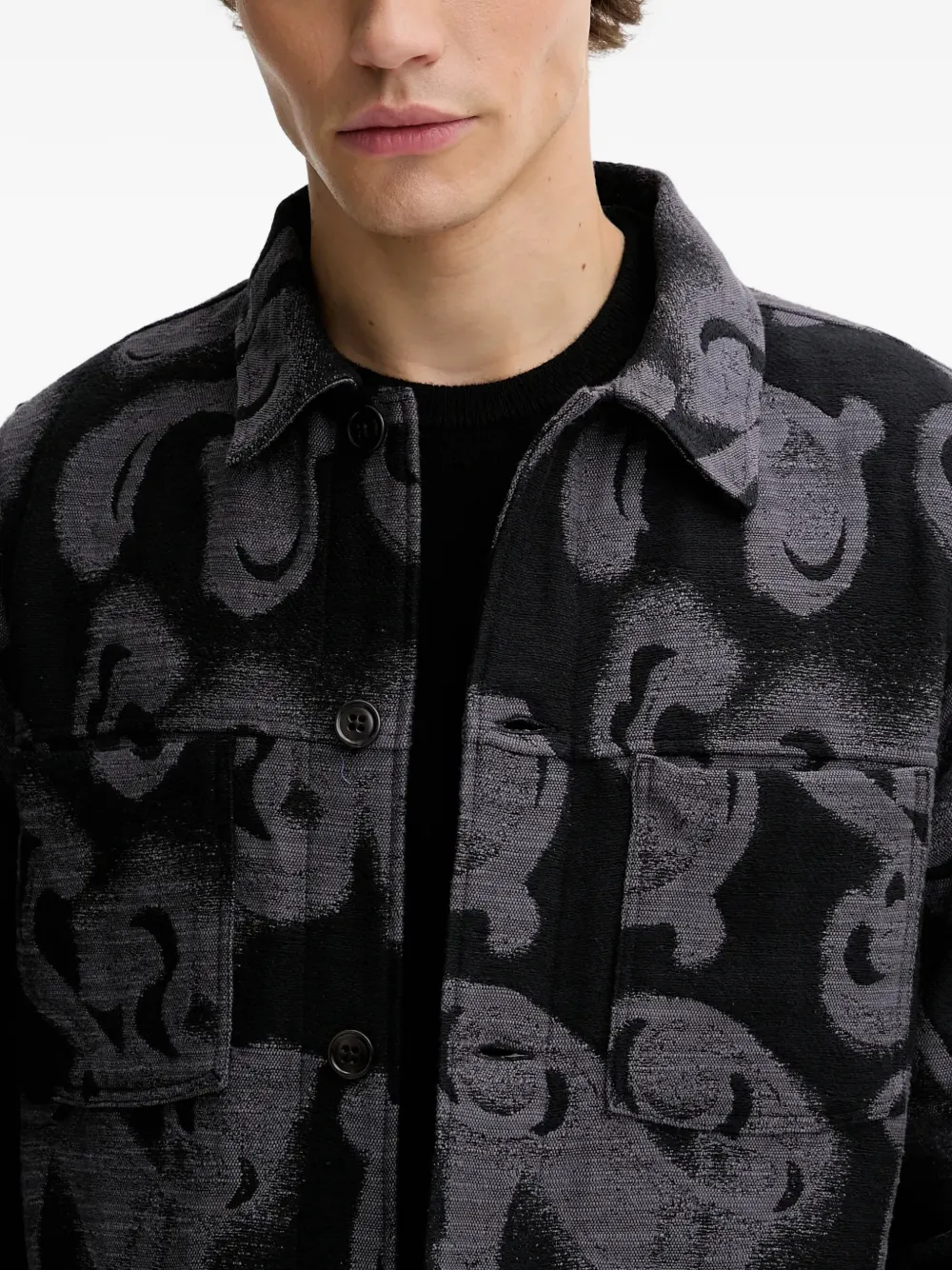 PS Paul Smith Overshirt met borstzak en patroon Zwart