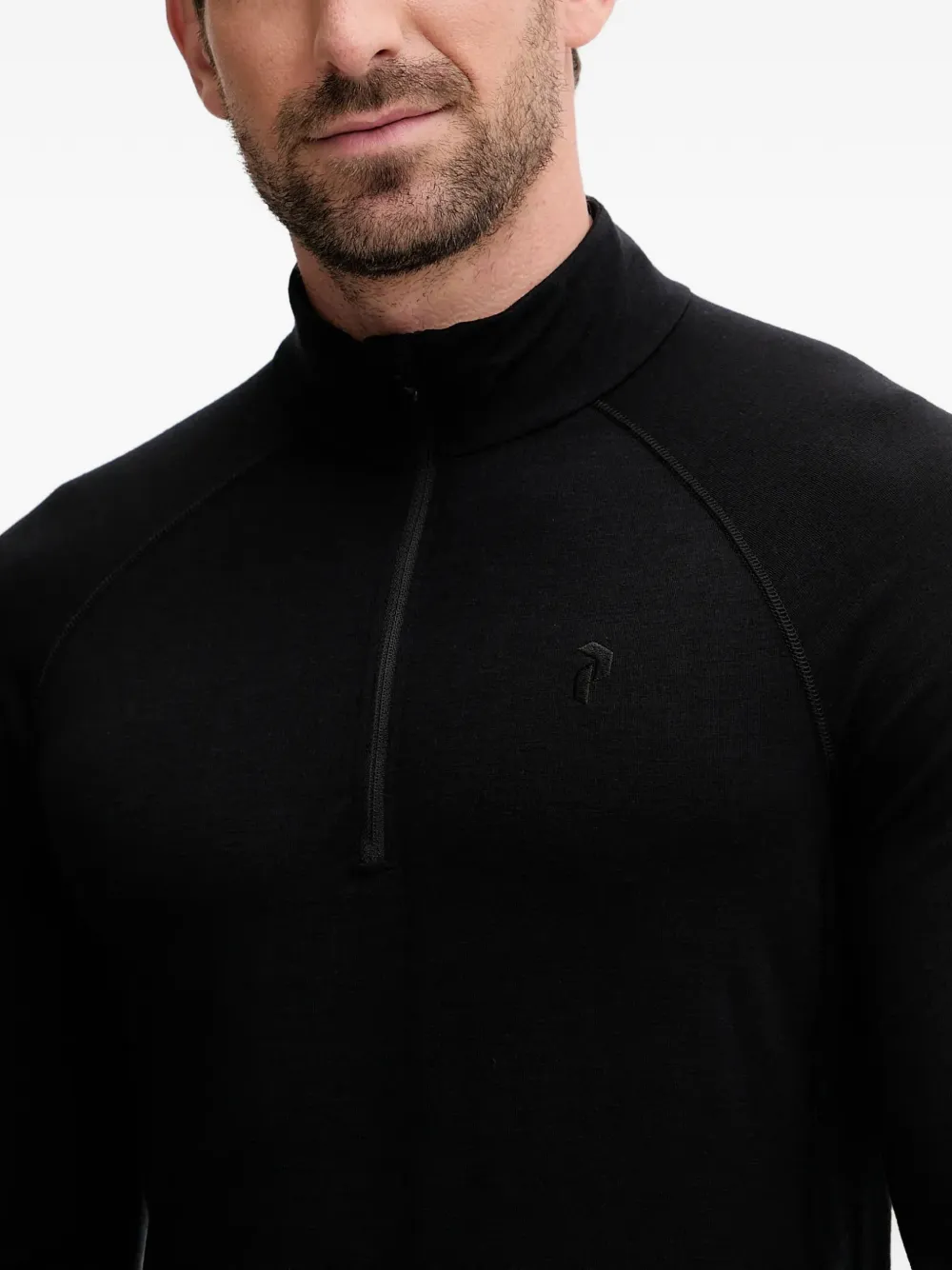 Peak Performance T-shirt met halve rits en lange mouwen Zwart