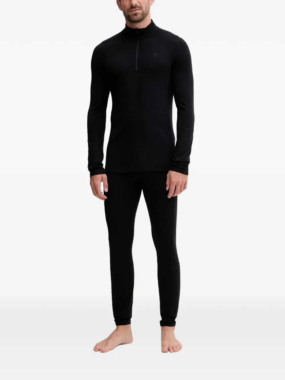 Peak Performance T-shirt met halve rits en lange mouwen Zwart