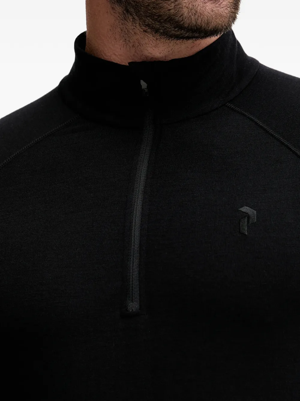 Peak Performance T-shirt met halve rits en lange mouwen Zwart