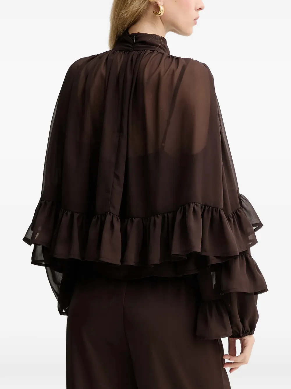  Gestuz Gzmio Ruffled High-neck Blouse - Brown 