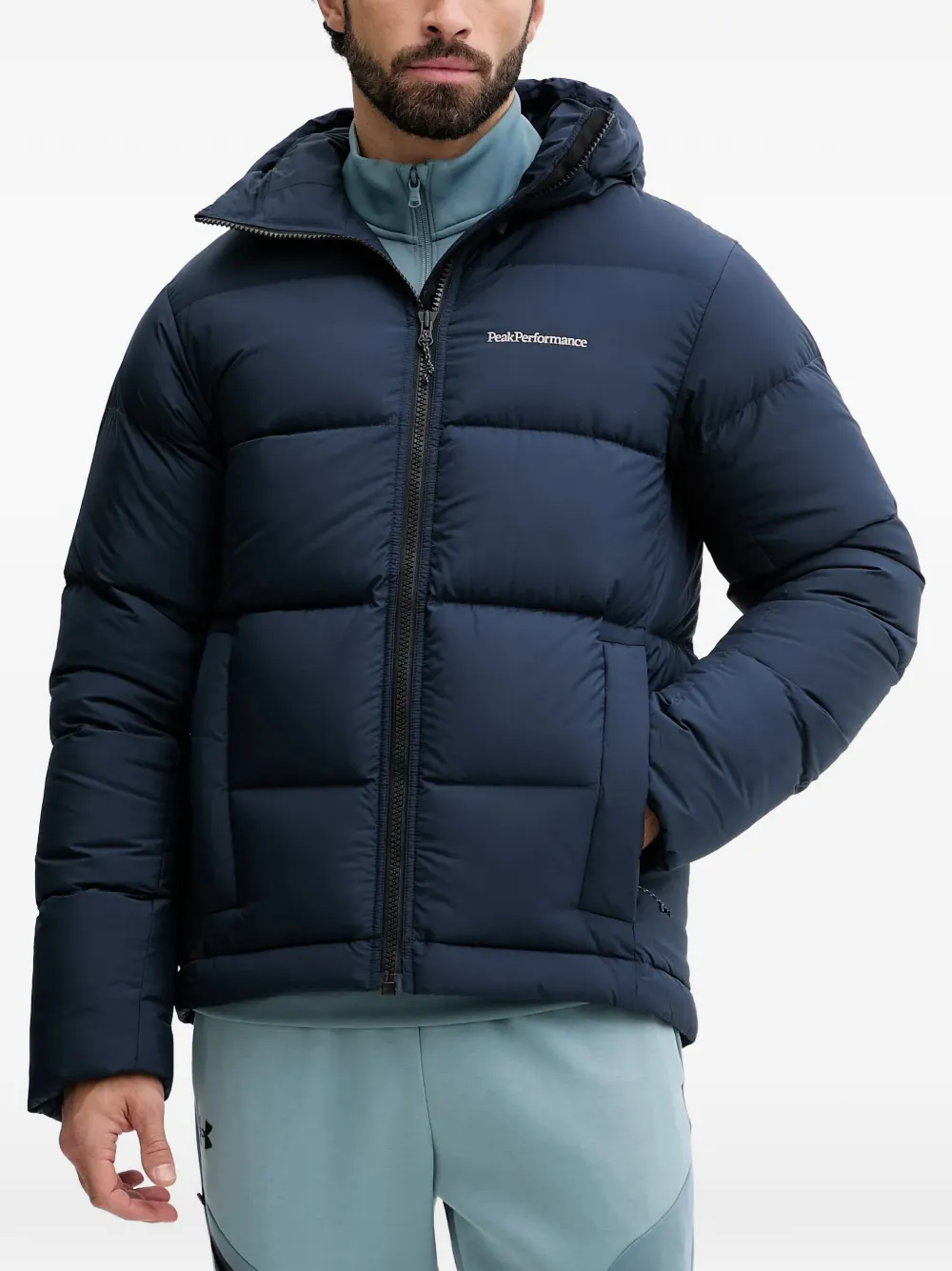 Peak Performance Hooded Quilted Jacket In Blue