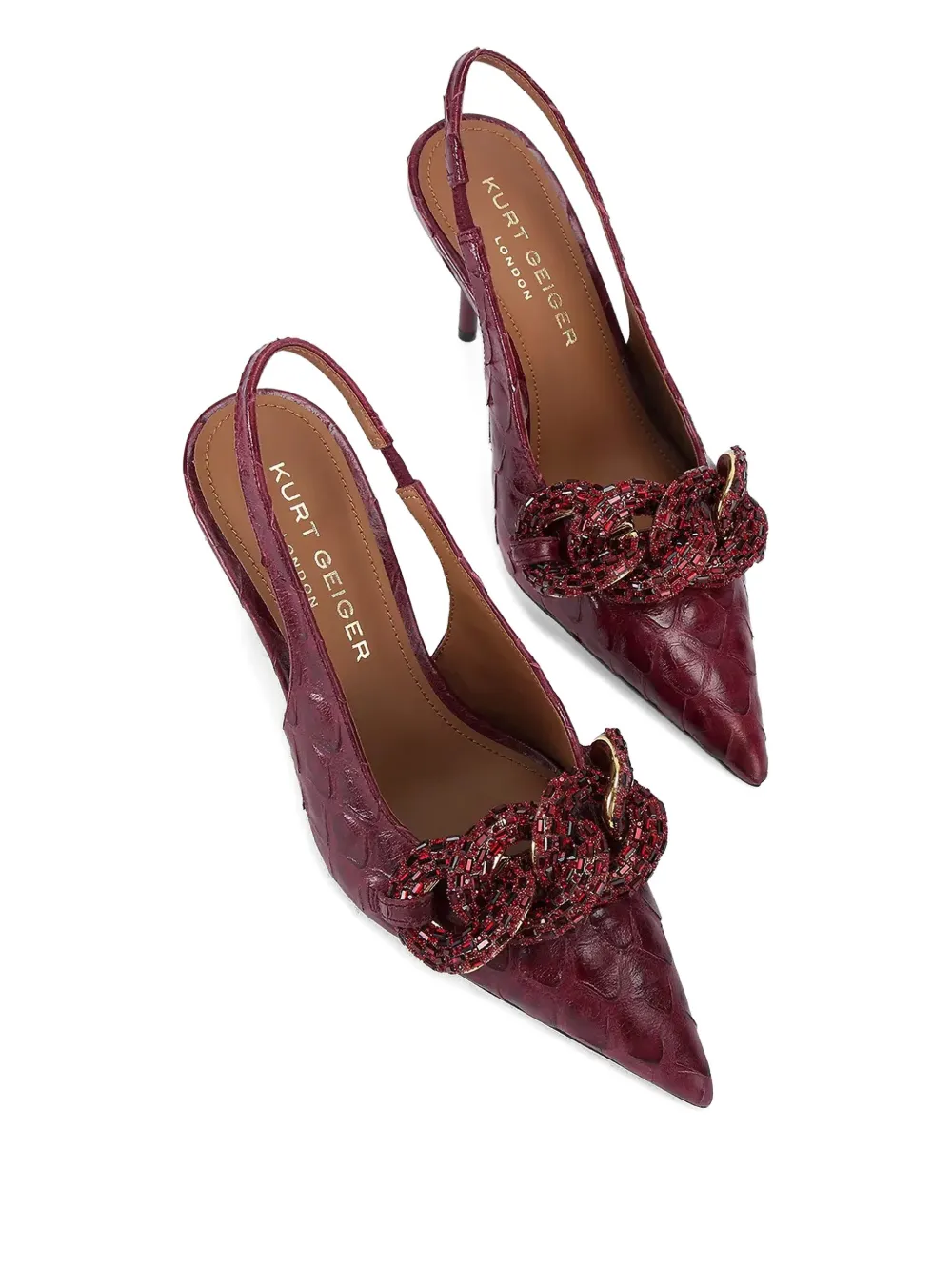 Kurt Geiger London chain-embellished slingback pumps Rood