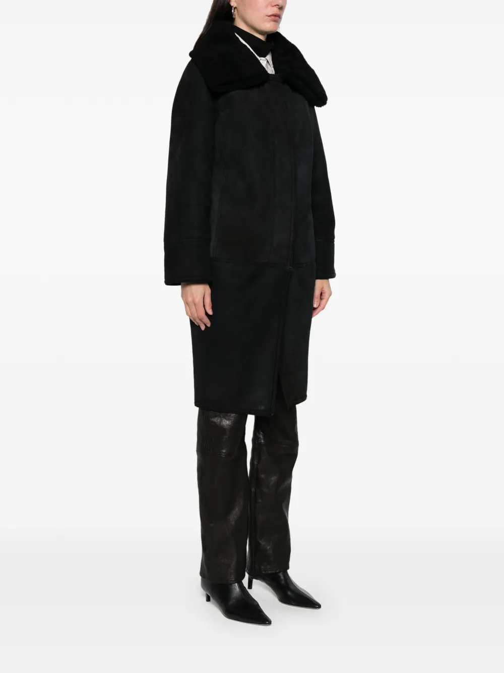  Romeo Gigli Pre-owned 1990s Shearling Collar Coat - Black 