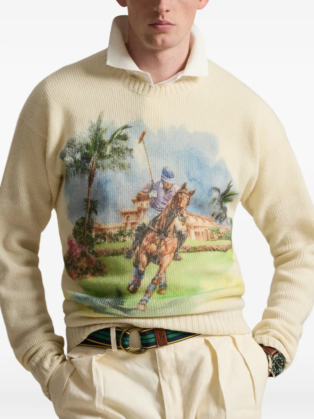 Polo Ralph Lauren Trui met ronde hals en print Beige