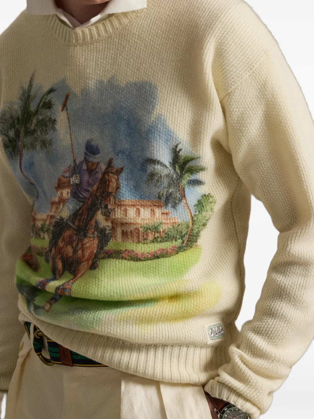 Polo Ralph Lauren Trui met ronde hals en print Beige