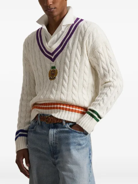 Polo Ralph Lauren suéter en tejidos de ochos con cuello en V