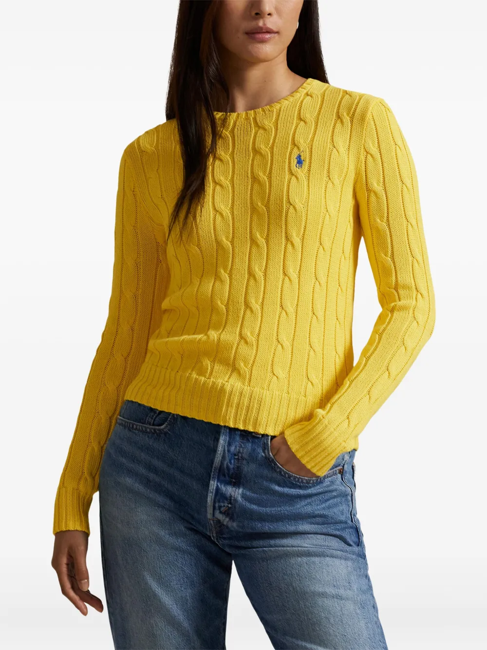 Polo Ralph Lauren Cable-knit Crew-neck Sweater In Yellow