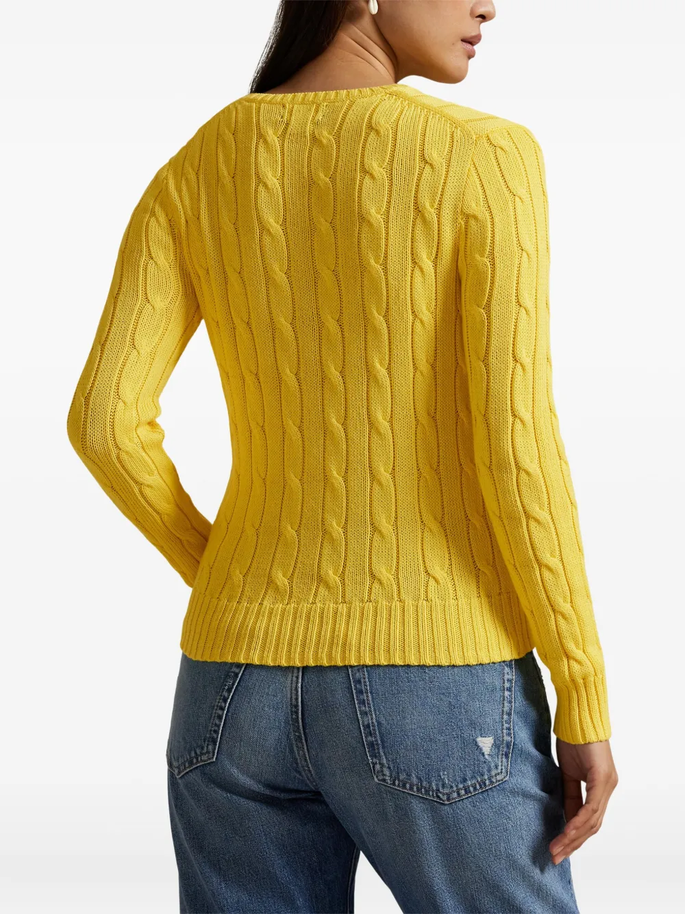 Polo Ralph Lauren Cable-knit Crew-neck Sweater In Yellow